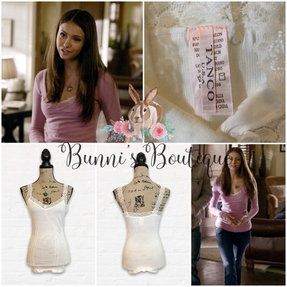 Elena Gilbert White Corset Lace Trim Cami ALT - Picture 6 of 7